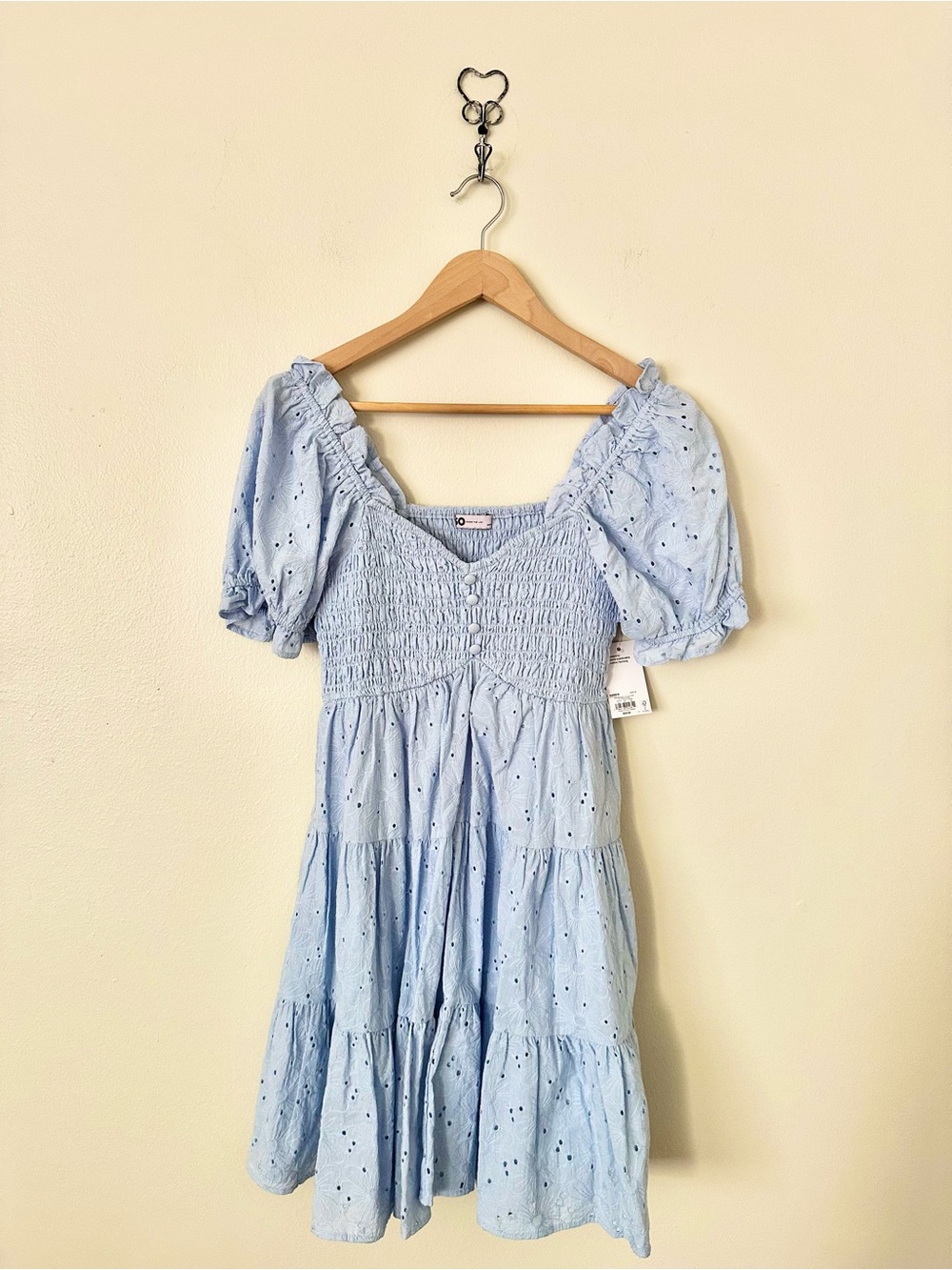 | so • baby blue eyelet puff sleeve sundress • medium | - Picture 1 of 8